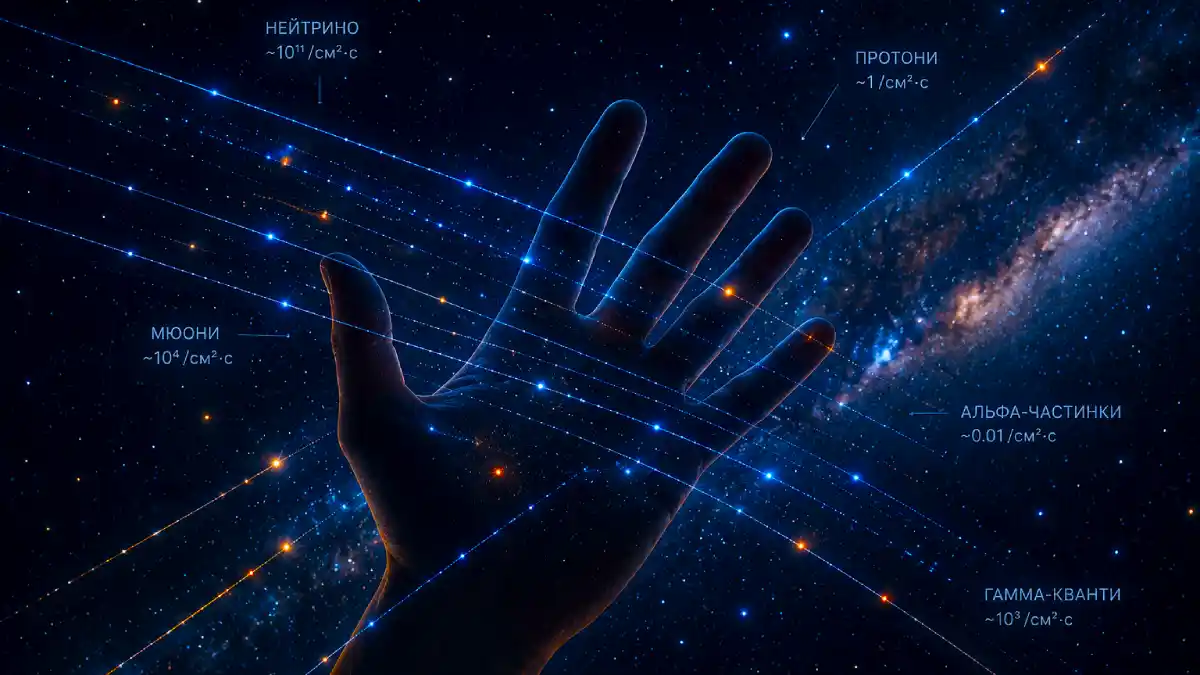 космічні частинки нейтрино мюони радіація людське тіло