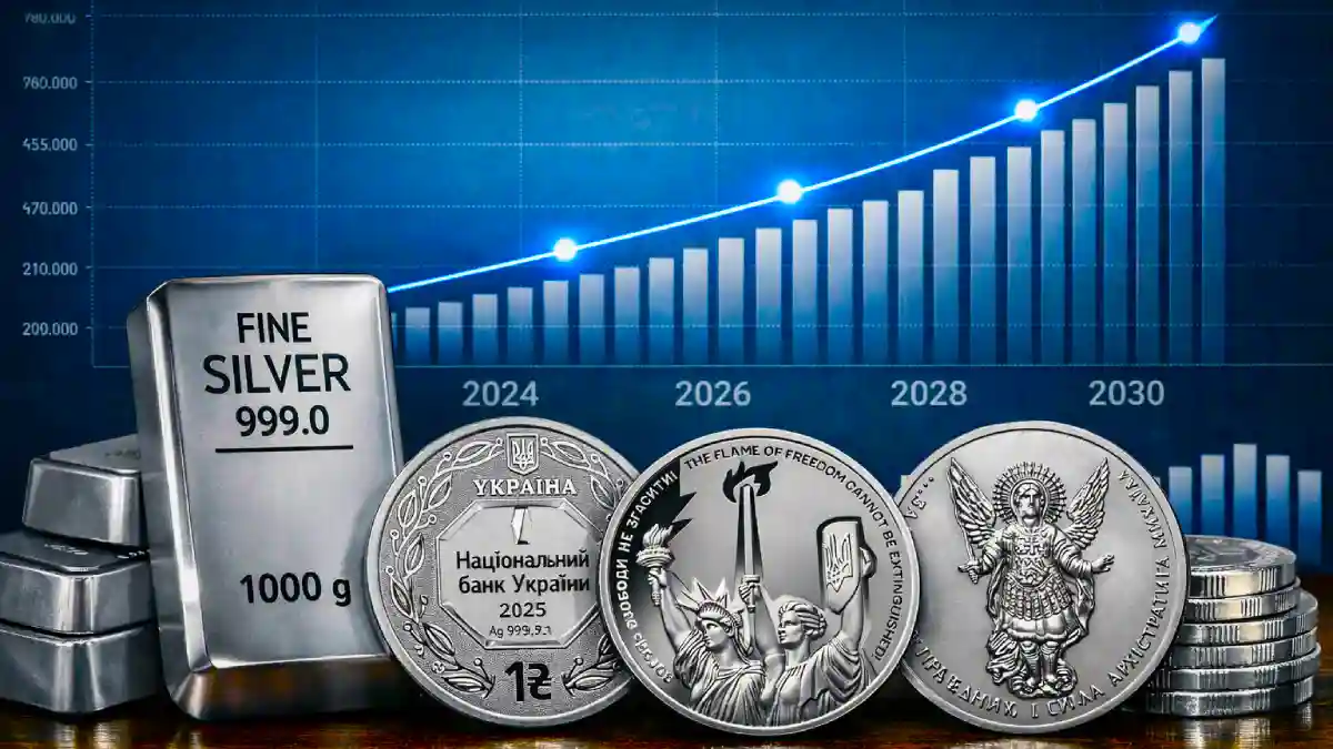 Прогноз ціни срібла до 2030 року для українських інвесторів